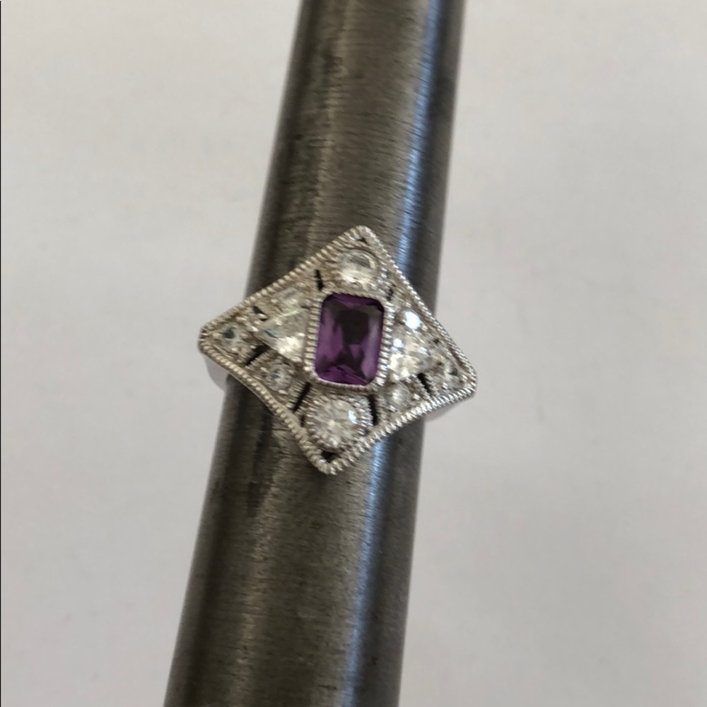 Sterling Silver Amethyst Crystal Ring New 6 3/4 Sz